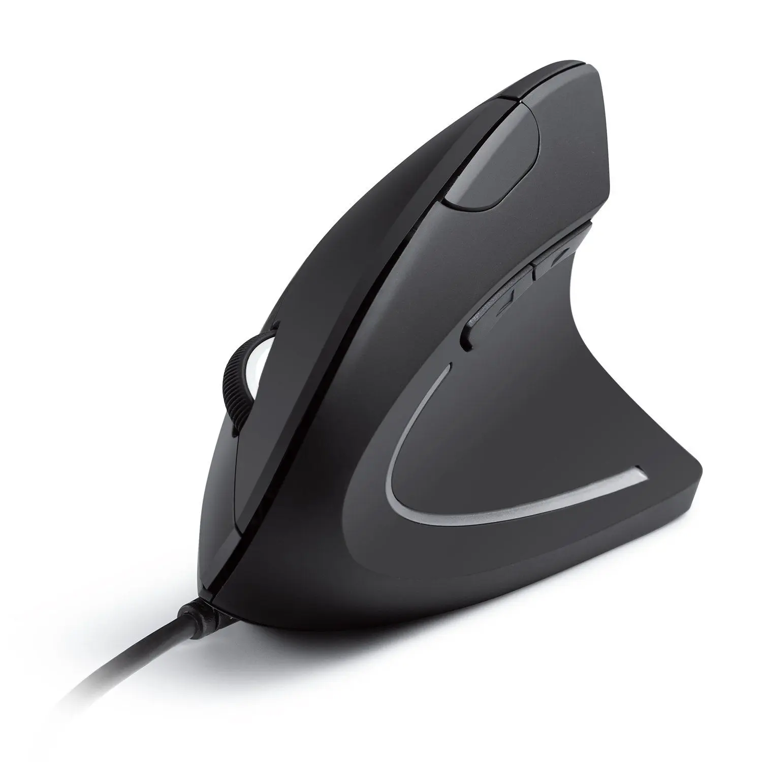 Mouse ergonômico vertical da Anker, modelo com fio na cor preta, uma opção acessível para evitar dores.